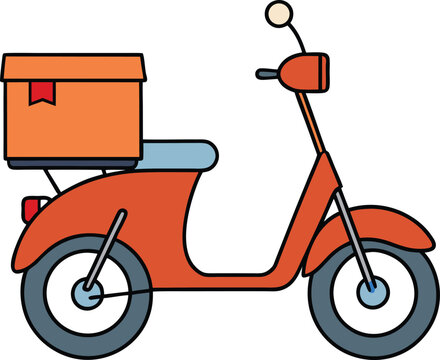Orange Delivery Scooter with Cargo Box backg white