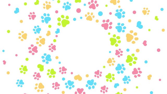 paw print hand drawn illustration rotating frame background