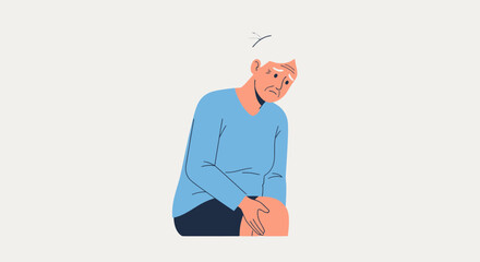 Obraz premium Elderly woman with knee pain, arthritis, and joint discomfort, feeling unwell