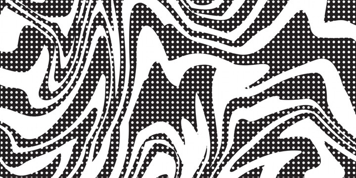 Background with irregular, chaotic dots, points, circle. Abstract monochrome pattern. Black and white color.