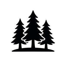 Fototapeta premium Three pine trees. forest, woodland, conifer, evergreen, nature, outdoor, camping, ecosystem. flat vector illustration isolated on white background.