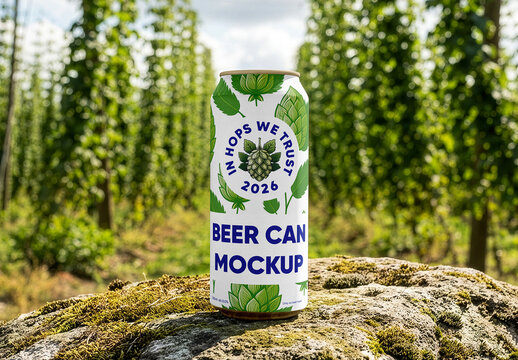 Aluminum Can on Rock Mockup