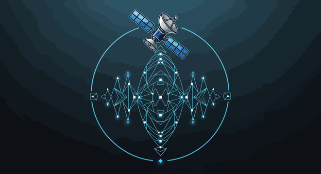Satellite in Space Orbiting Earth.