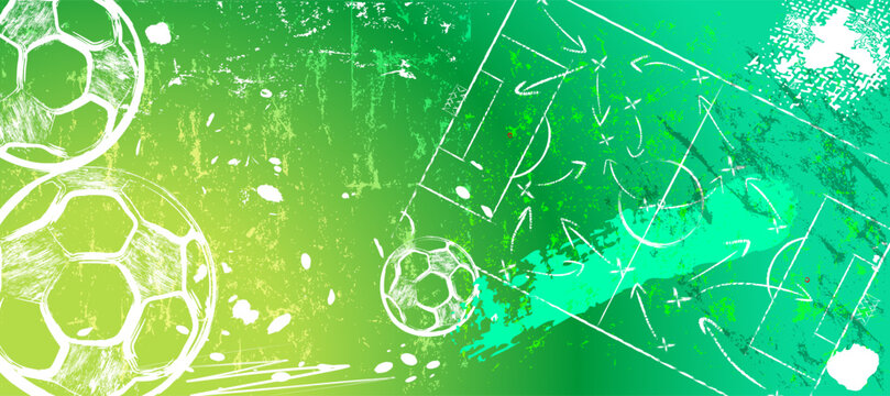 soccer, football, background illustration with paint strokes and splashes, grungy mockup, great soccer event this year