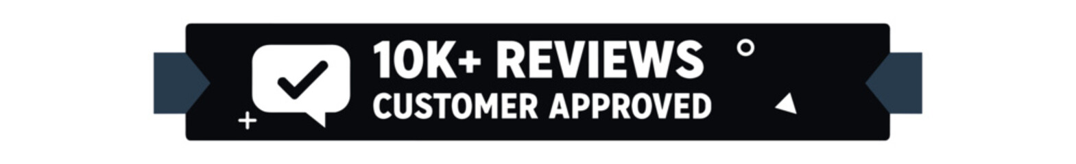 Fototapeta premium 10k+ reviews ribbon badge. customer approved, verified, rating, testimonial, trust seal. flat vector illustration isolated on white background.