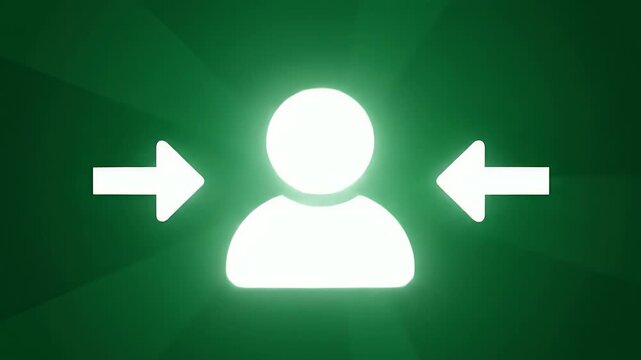 A white person icon is illuminated with light rays emanating from behind against a dark green backdrop