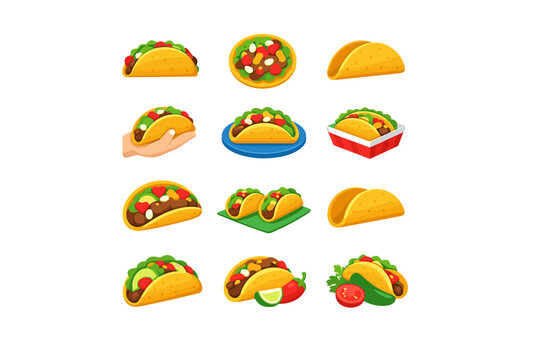 Collection of delicious tacos and taco shells in various styles and presentations