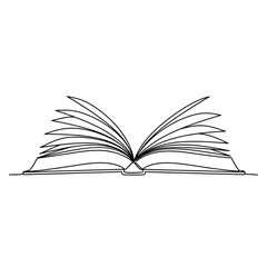 Fototapeta premium A minimalist line art illustration of an open book with pages fanned out