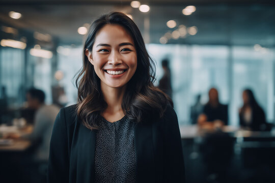 Businesswoman reputation director, poised CCO, communications strategy, media planning table, corporate teamwork portrait