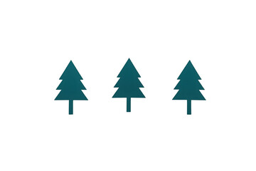 Fototapeta premium Three fir tree icons representing nature, forests, and environment in a flat design illustration