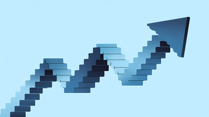 Obraz premium Rising Growth Arrow Stairs Concept for Business Progress and Success