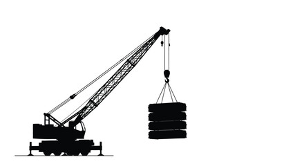 Construction crane lifting heavy cargo a striking black silhouette © MDALTUFHOSAIN