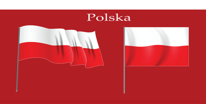 Polish flag waving national symbol for Poland isola