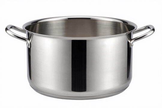 Stainless steel pot isolated on white background.