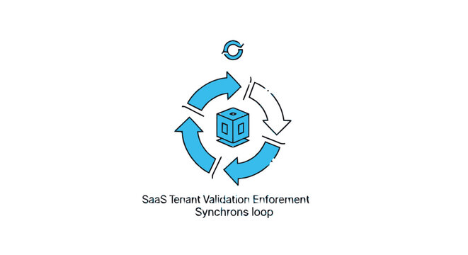 Blue SaaS Tenant Validation Enforcement Synchronous Loop Graphic.