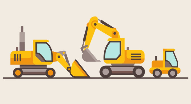 Excavator Collection Heavy Machinery for Construction and Digging Projects