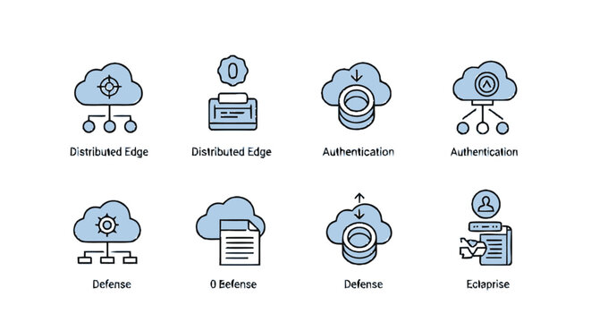 Cloud Computing and Data Security Icons Set for Digital Protection.