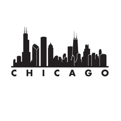 Obraz premium Chicago Skyline Simple Icon Icon Vector, Minimal Line Art City Illustration