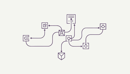 Fototapeta premium Abstract illustration of a digital network and data flow concept.