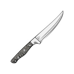 Obraz premium Hand drawn illustration of a sharp kitchen knife with a textured handle on a plain background