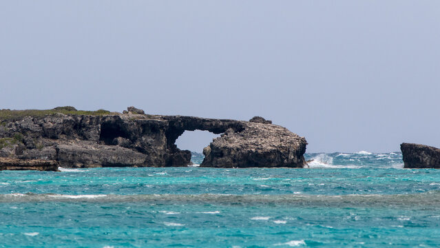 Hell's Gate, an interesting geological formation on a small island east of Antigua island in the Caribbean.