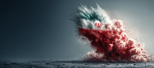 Iran flag bomb blast. Generative AI technology. © Hero Design