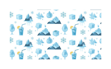 Fototapeta premium cold patterns seamless pattern, repeating pattern, surface design, textile print, modern illustration of ice cubes, snowflakes, frost, glaciers, icicles,
