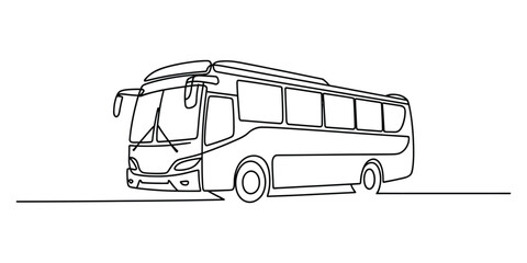 Continuous One Line Drawing of a Modern Travel Bus © Icon_gallery