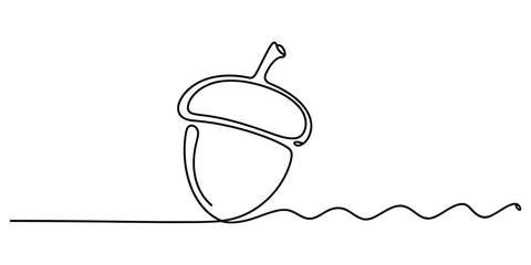 Minimalist One Line Drawing of an Acorn © Icon_gallery