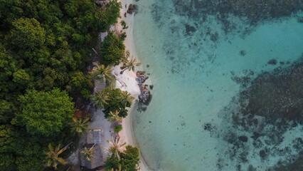 Drone View of Tropical Shoreline with Clear Ocean Indonesia © DannyKwan