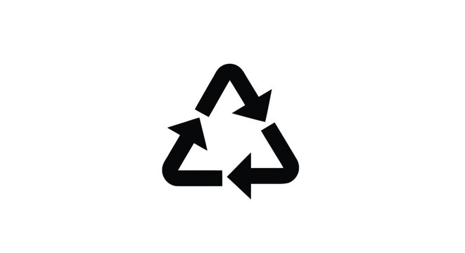 Black Recycle Symbol on White Background for Environmental Concepts.
