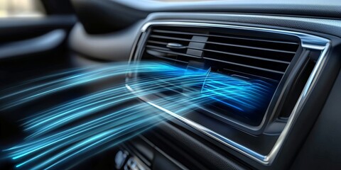 Fototapeta premium Car Interior with Advanced Air Conditioning System and Dashboard Controls for Comfort