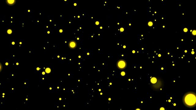 Yellow Circle Floating Particle on black background