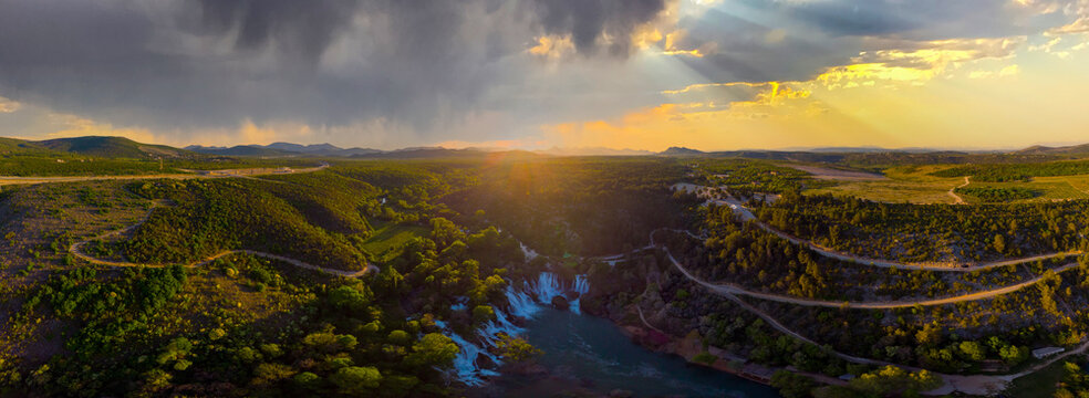 Kravica Falls is a large tuff waterfall on the Trebižat River in the karst region of Herzegovina, Bosnia and Herzegovina.