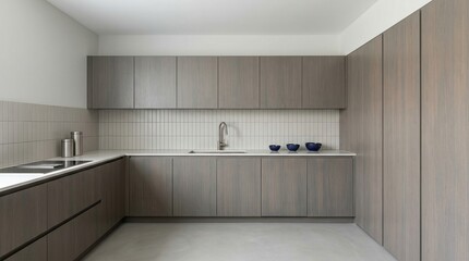 modern kitchen, minimalist design, wood cabinets, interior design, home decor, luxury home, contemporary architecture with sleek cabinetry and high-end finishes for real estate.