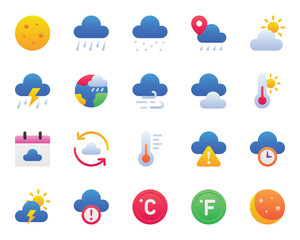 Obraz premium Gradient color icons set for Weather