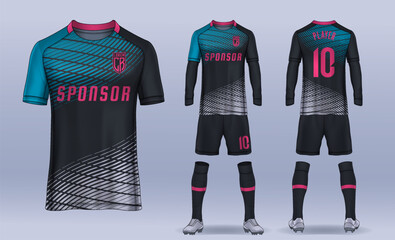 Obraz premium t-shirt sport design template, Soccer jersey mockup for football club. uniform front and back view. 