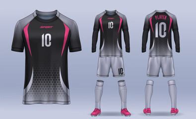 Obraz premium t-shirt sport design template, Soccer jersey mockup for football club. uniform front and back view. 