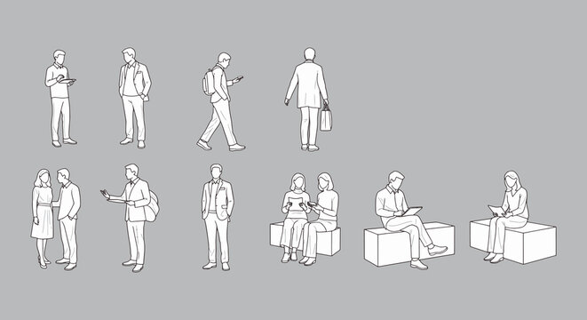 Everyday Life People CAD &ndash; Garden & Park Silhouette Vector Pack