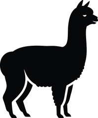 Naklejka premium Silhouette profile of a standing domestic alpaca animal for nature vector illustration
