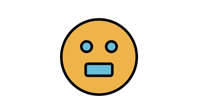 Confused Neutral Emoji Motion Icon. Animated neutral or confused emoji face with a flat mouth representing indifference or speechless emotional states.