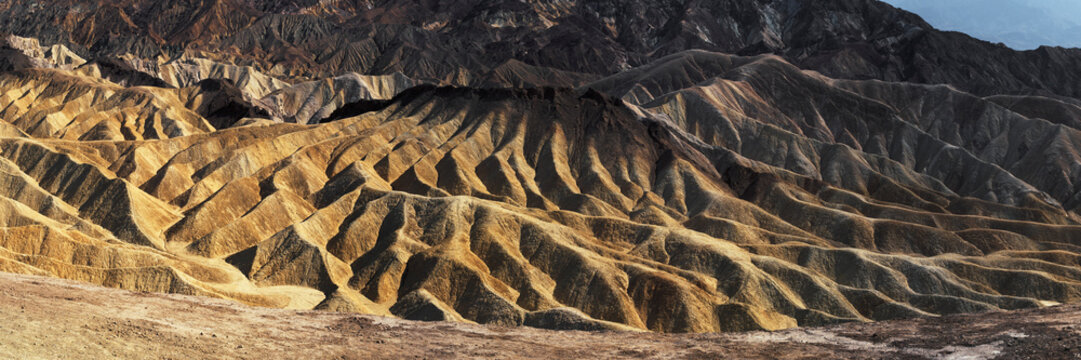 Panoramic view of Zabriskie Point in Death Valley National Park, California, United States
