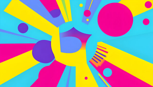 Colorful Abstract Geometric Pattern with Bold Lines and Circles