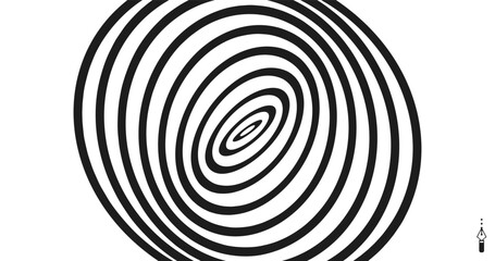Fototapeta premium Abstract digital signal form. Sound wave and line in a circle. Striped background with ripple effect. Vector illustration for cover, poster, flyer or banner.