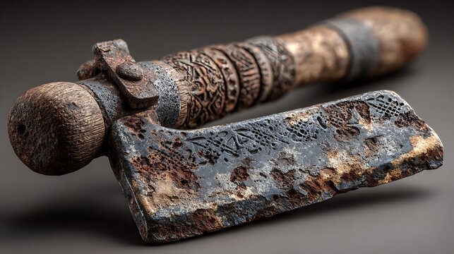 Ancient shaving razor displayed like artifact on moody dark backdrop wallpapers