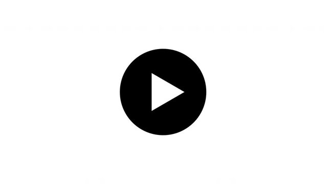 Minimalist Play Button Reveal In Circle Animation Black On White Background - Animated Triangle Start Button Icon
