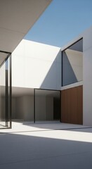 Fototapeta premium Modern architectural design with geometric shapes and shadows.