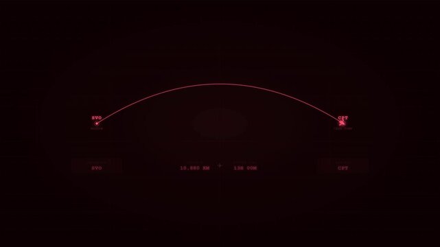 Navigational map showing flight routes and trajectory lines, indicating travel paths across a digital interface with data points
