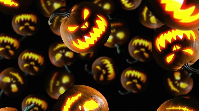 Halloween Pumpkins Jack O Lantern Spooky Autumn Holiday Background Decoration Concept
