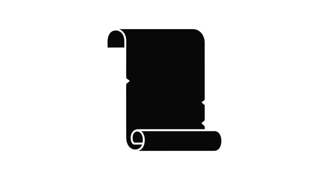 A simple black and white illustration depicts a rolled scroll with a tied ribbon high quality